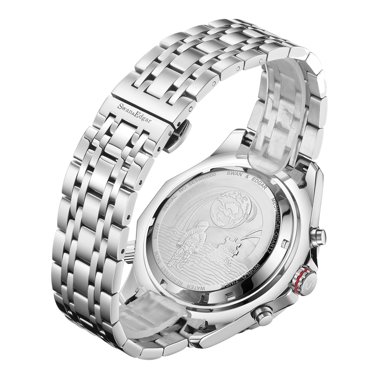 World Timer Mechanical Quartz Hybrid- Steel Matt Blue image 3