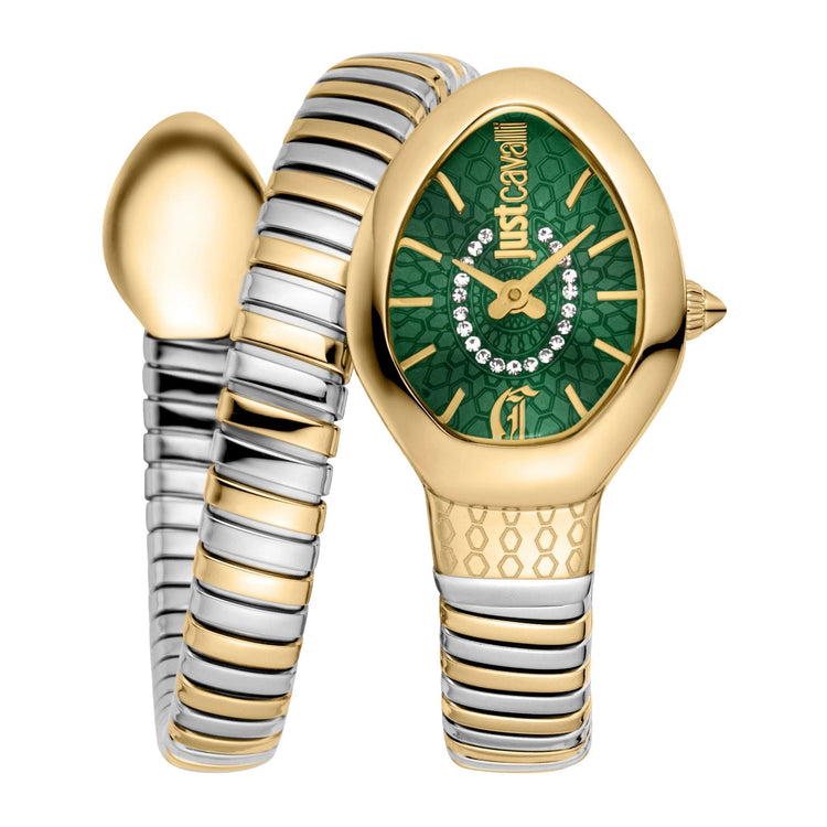 Just Cavalli Signature Snake Eclisse Two Tones YG Silver Green image 0