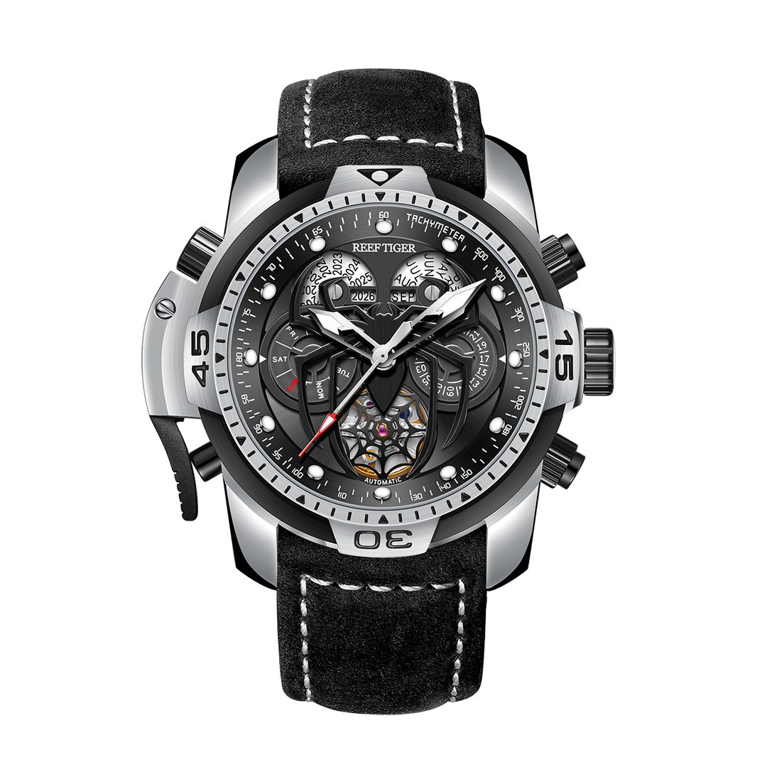 Reef Tiger Men's Aurora Spider Automatic Chronograph Watch - Leather image