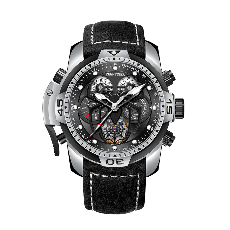 Reef Tiger Men's Aurora Spider Automatic Chronograph Watch - Leather image