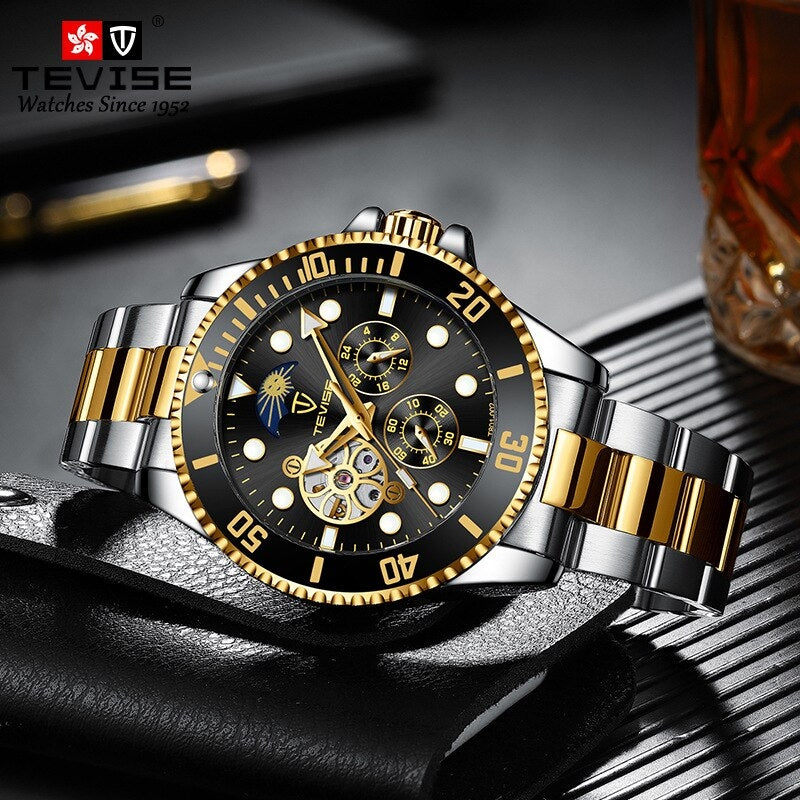 TEVISE Perpetual Automatic Flower Moon Two Tone Watch image 2