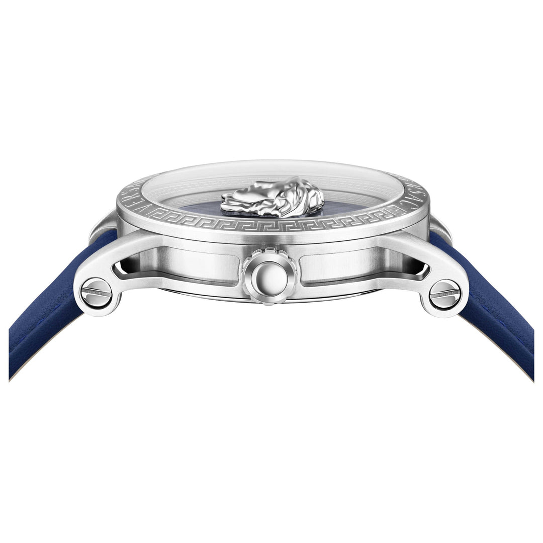 Versace Men's V-Code 43mm Blue Leather Watch image 2