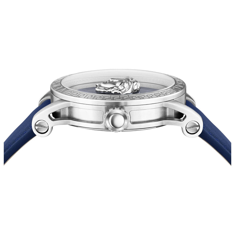 Versace Men's V-Code 43mm Blue Leather Watch image 2