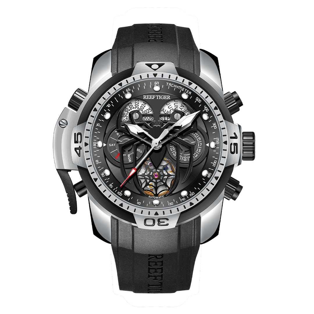 Reef Tiger Men's Aurora Spider Automatic Chronograph Watch - Rubber image