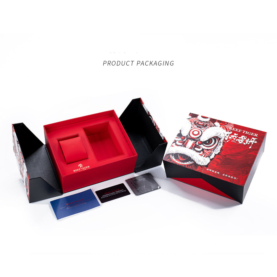 Reef Tiger RGA3009 Chinese Lion Dance Watch Packing Gift Box image 0