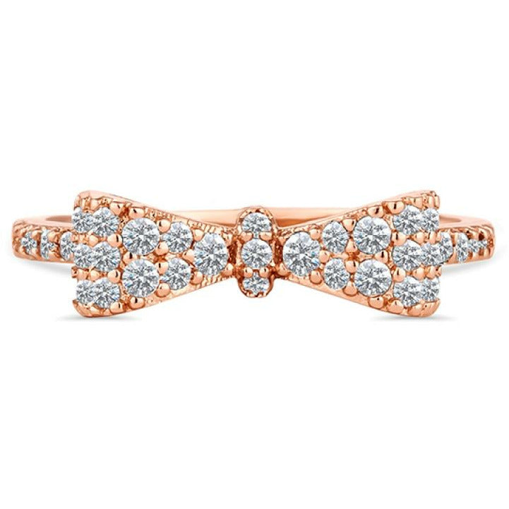 BRITISH JEWELLERS Bow Ring in Rose Gold, Embellished with Crystals from Swarovski® (Medium)