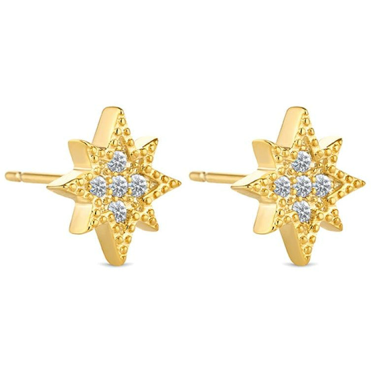 BRITISH JEWELLERS Cosmos Earrings in 14K Gold, Embellished with Crystals from Swarovski®