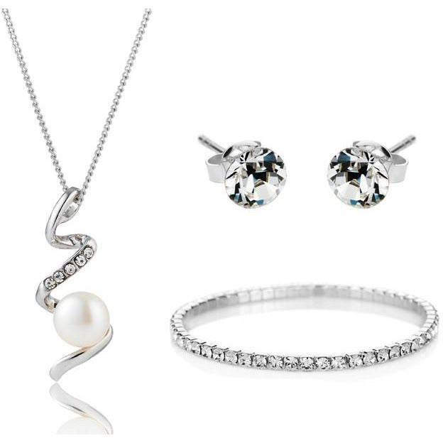 BRITISH JEWELLERS Freshwater Pearl Devotion Set with Elizabeth Bracelet
