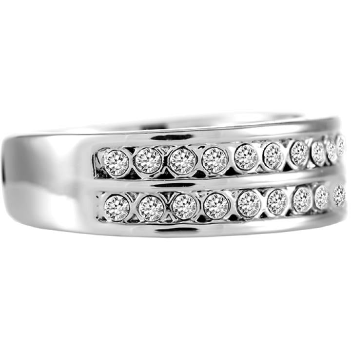 BRITISH JEWELLERS Double Pavé Ring (Large), Embellished with Crystals from Swarovski®