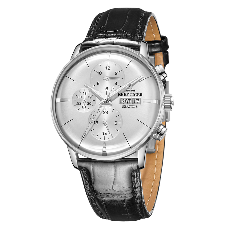 Reef Tiger Men's Seattle Chiefs Automatic Luxury Vintage Dress Chronograph Watch image 2