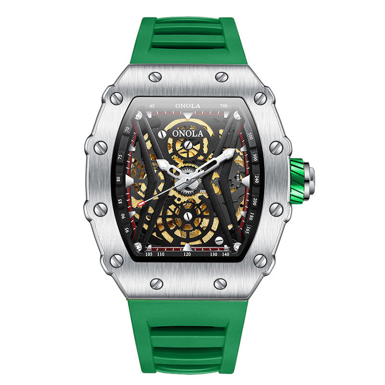 ONOLA Rhythm Automatic Mechanical Watch - Silver / Green image