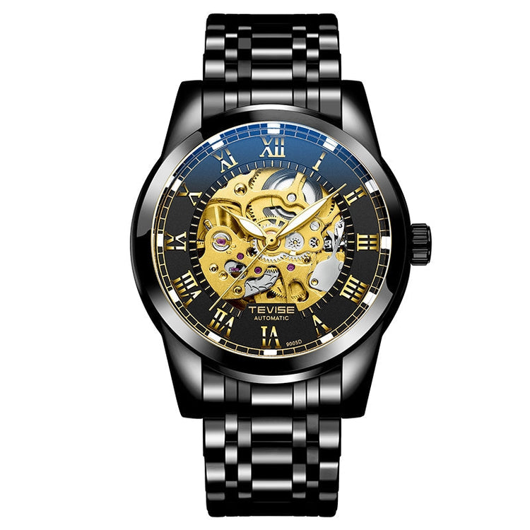 TEVISE Skeleton Classic Steel Ionic Black Watch image 0