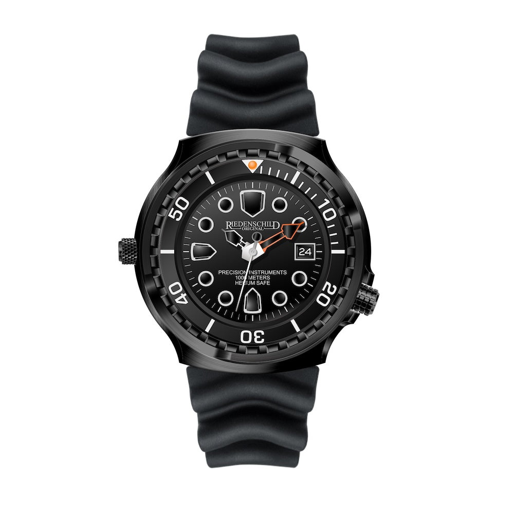RIEDENSCHILD PRECISION INSRUMENTS GERMANY Divers Taucheruhr 1000m Helium Valve Watch Black image 4