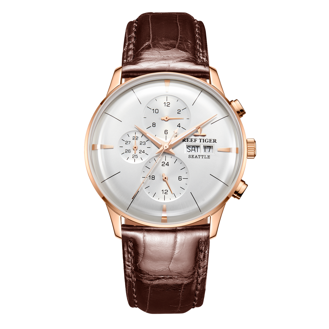 Reef Tiger Men's Seattle Chiefs Automatic Luxury Vintage Dress Chronograph Watch image 0