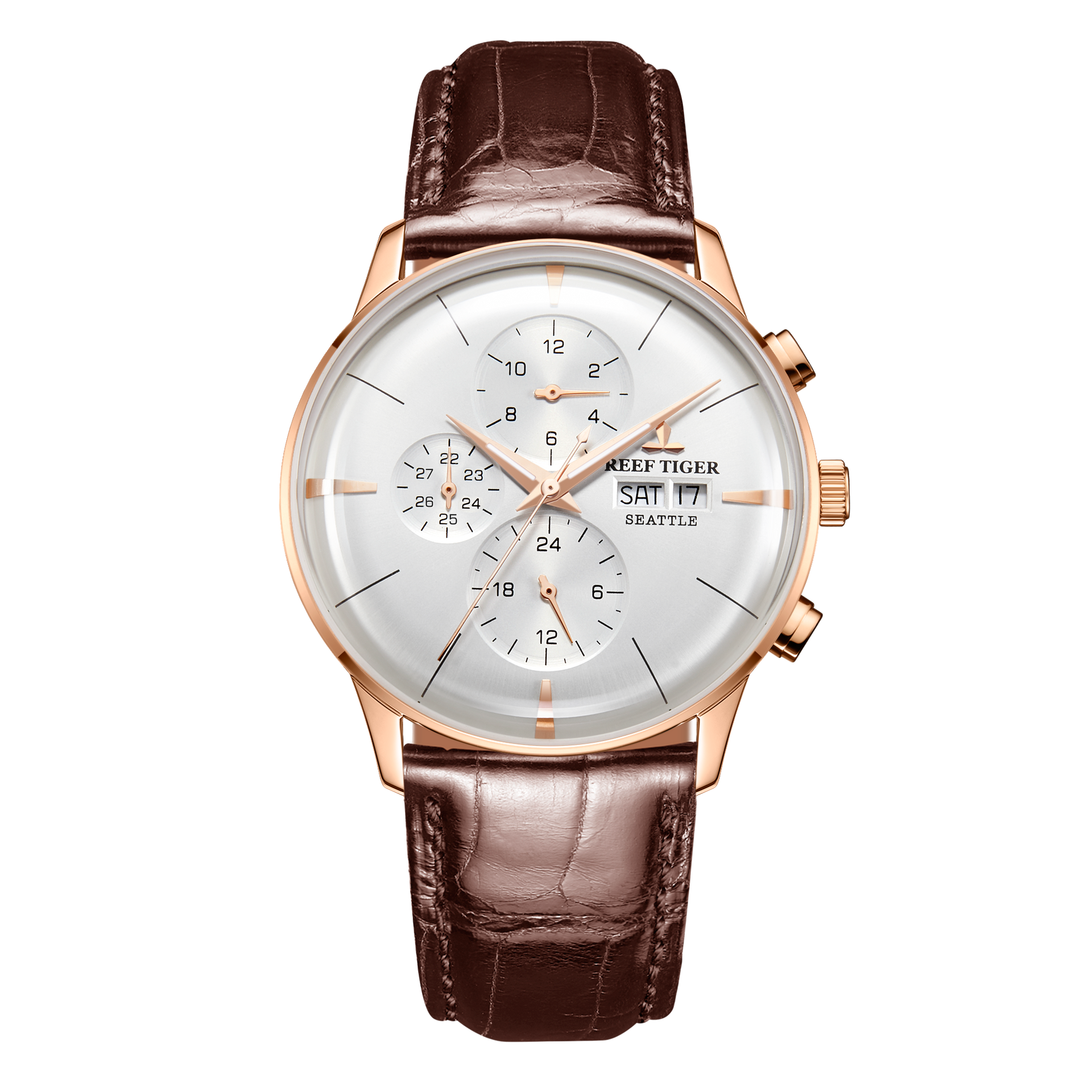 Reef Tiger Men's Seattle Chiefs Automatic Luxury Vintage Dress Chronograph Watch image 0