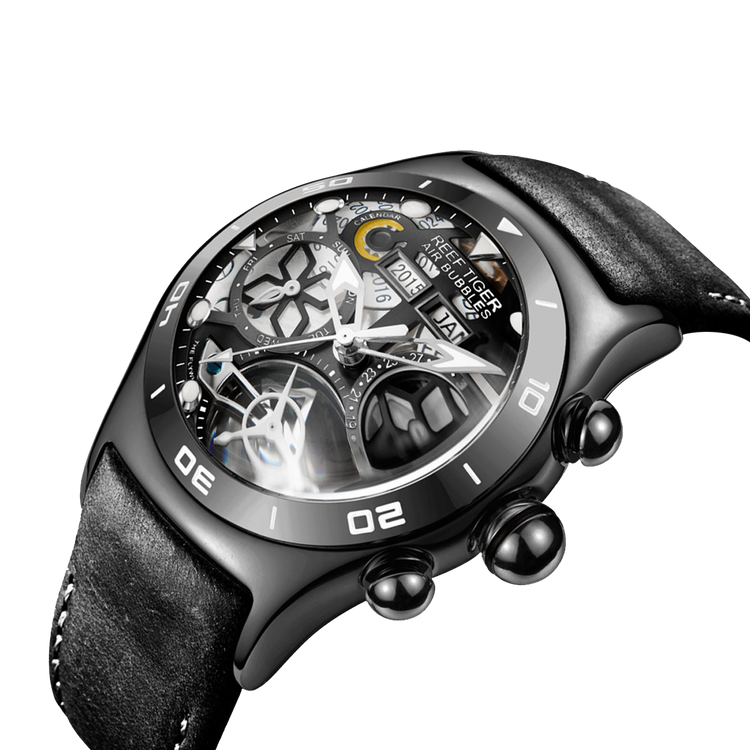 Reef Tiger Men's Aurora Air Bubbles Automatic Mechanical Skeleton Watch image 1