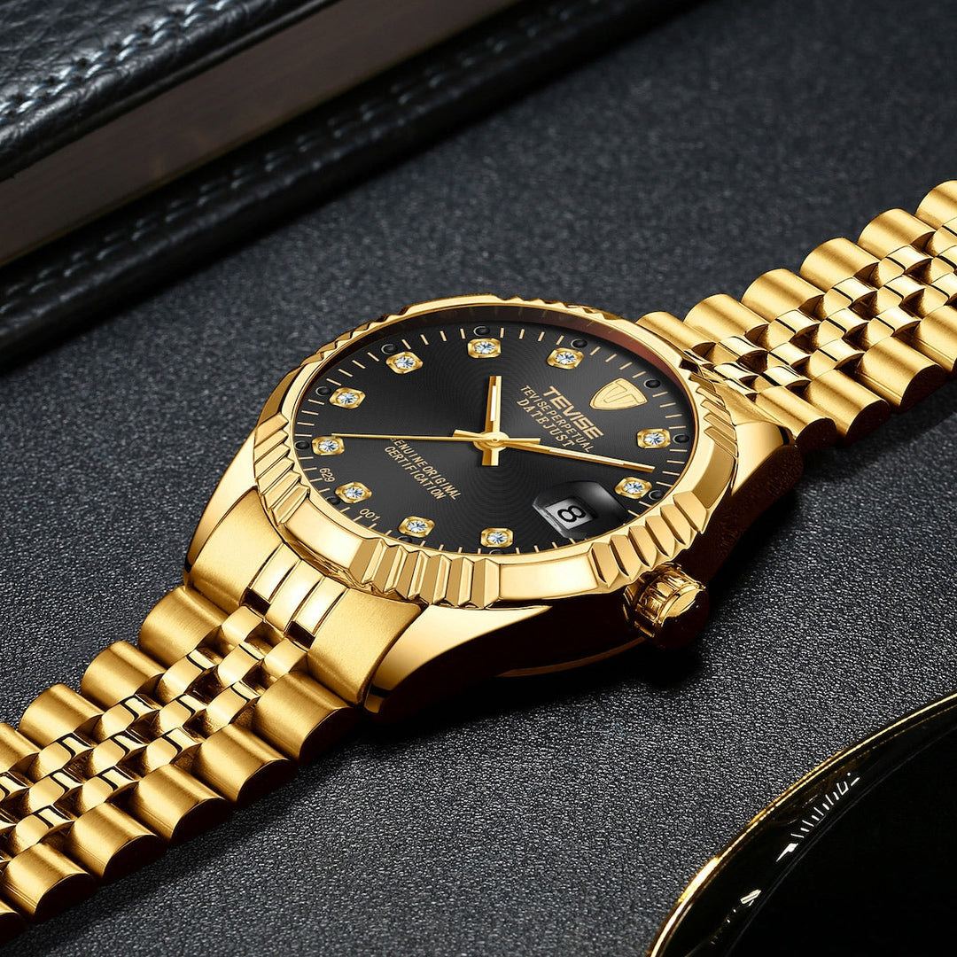 TEVISE Classic Automatic Calendar Gold/Black Watch image 1
