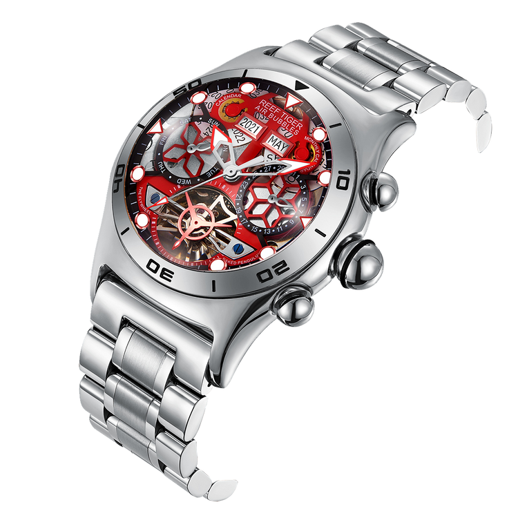 Reef Tiger Men's Aurora Air Bubbles Automatic Mechanical Skeleton Watch image 5