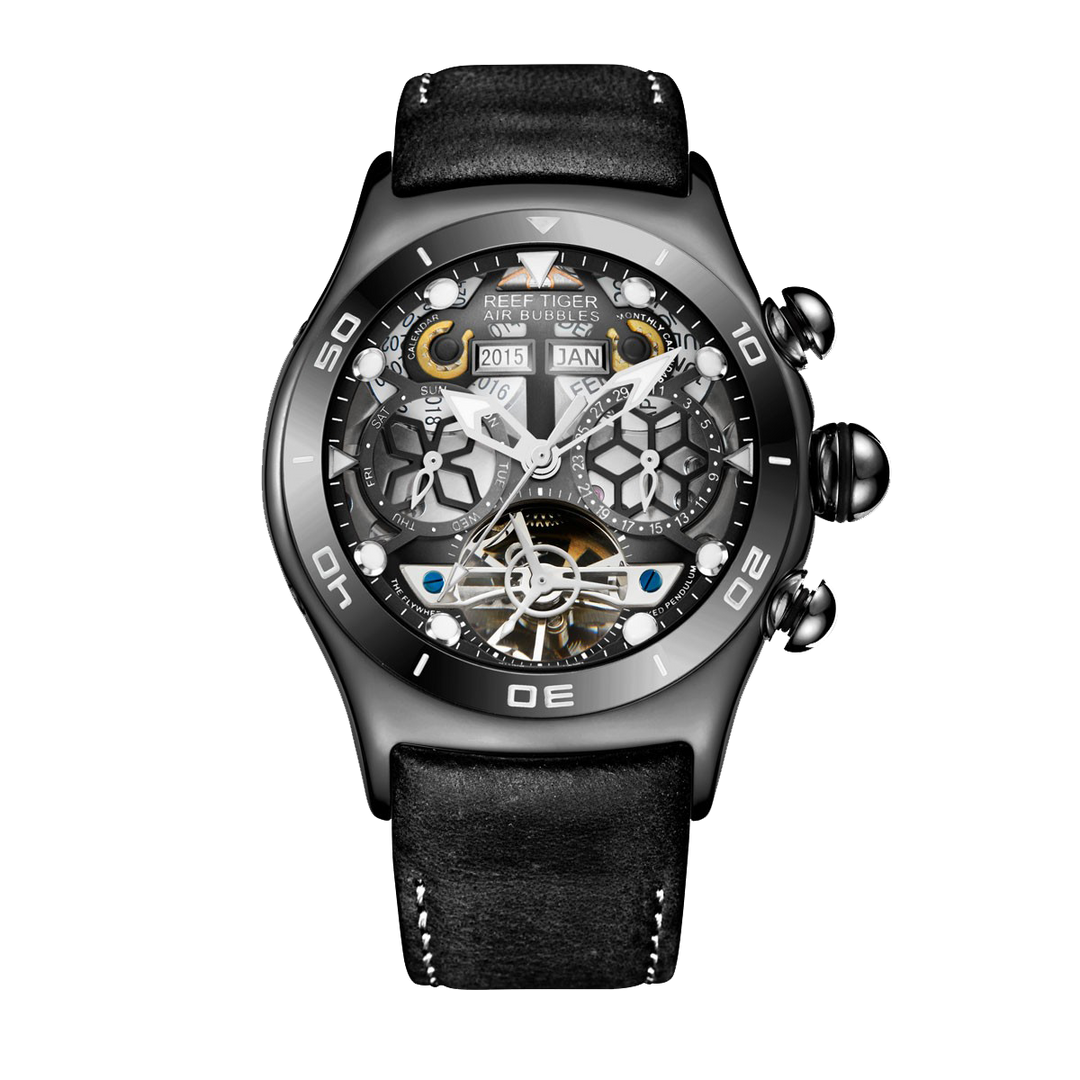 Reef Tiger Men's Aurora Air Bubbles Automatic Mechanical Skeleton Watch image 11