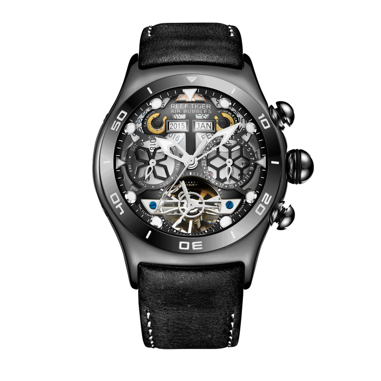 Reef Tiger Men's Aurora Air Bubbles Automatic Mechanical Skeleton Watch image 11