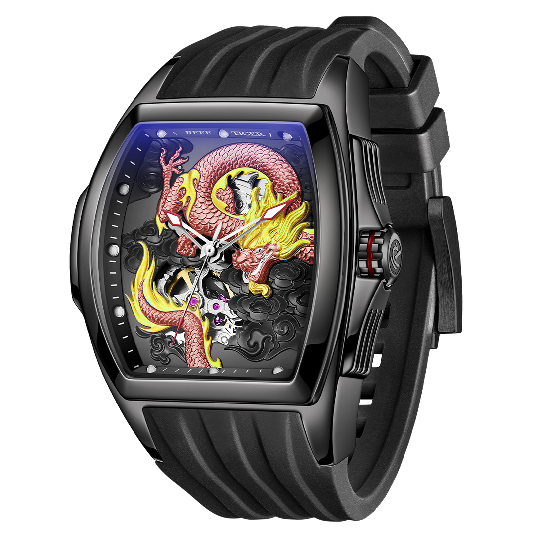 Reef Tiger Men's Aurora Chinese Dragon Skeleton Automatic Watch image 1
