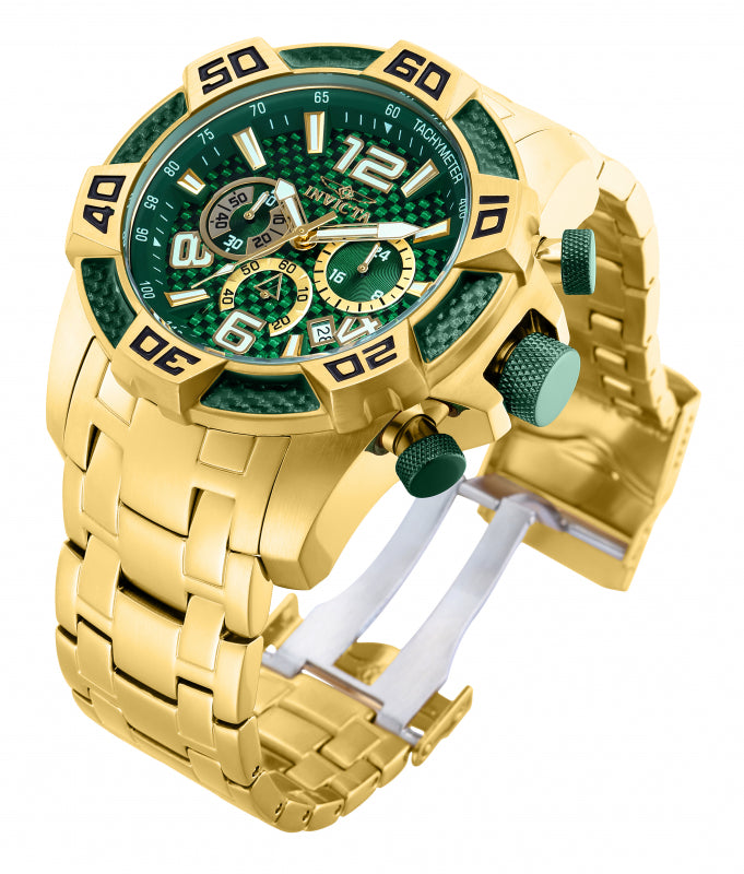 INVICTA Men's Pro Diver Carbon 50mm Chronograph Watch Emerald/Gold image 1