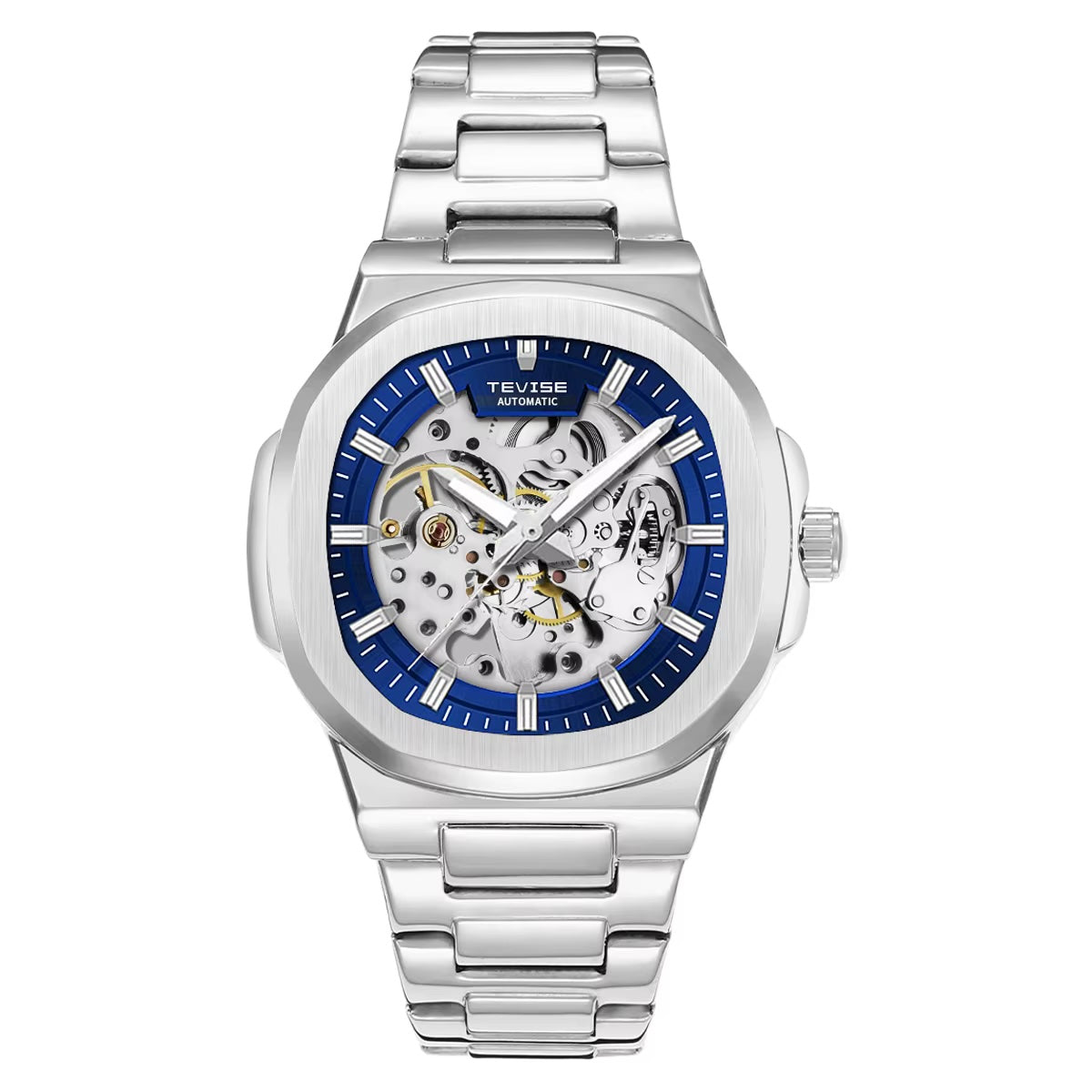 TEVISE El Ninio Skeleton Automatic Watch Silver/Blue image 0