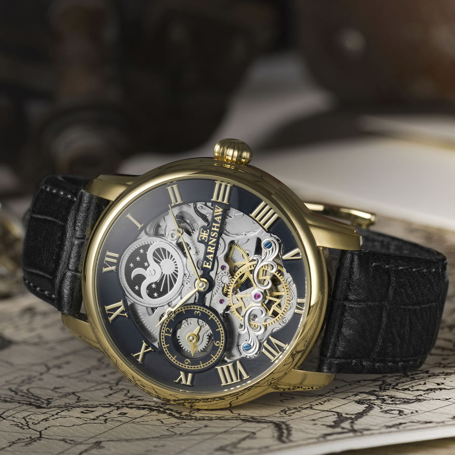 THOMAS EARNSHAW LONGITUDE DUAL TIME AUTOMATIC CAVIAR BLACK