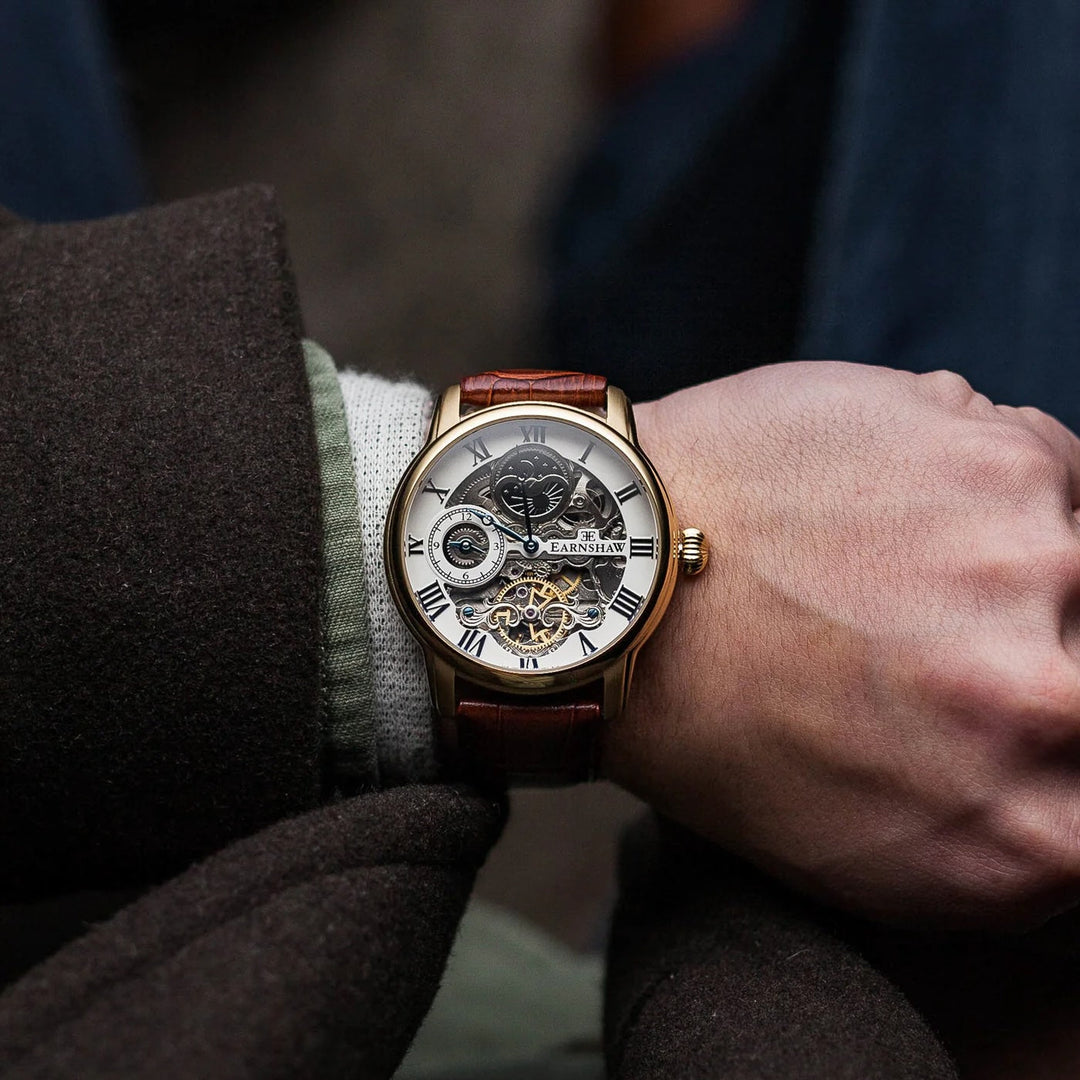 THOMAS EARNSHAW LONGITUDE DUAL TIME AUTOMATIC MEDALLION GOLD