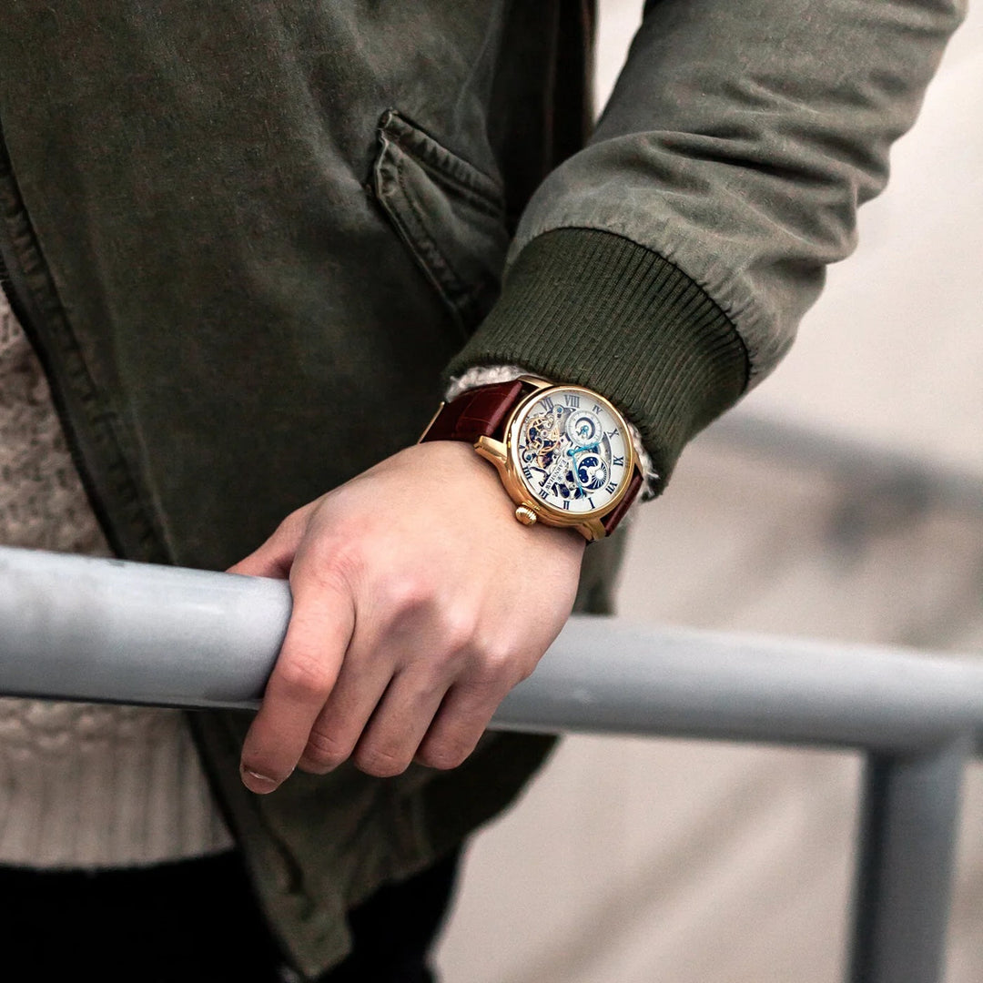THOMAS EARNSHAW LONGITUDE DUAL TIME AUTOMATIC MEDALLION GOLD