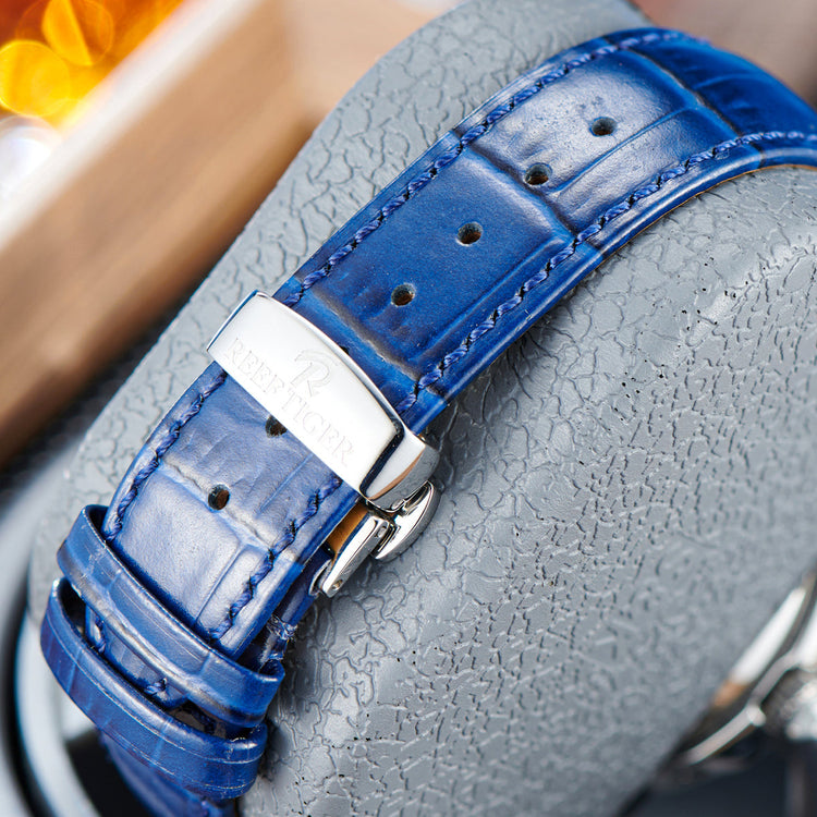 Reef Tiger Classic Philosopher Zirconia Bezel Multifunctional Mechanical Moon Phase Automatic Watch Blue RGA1988 image 6