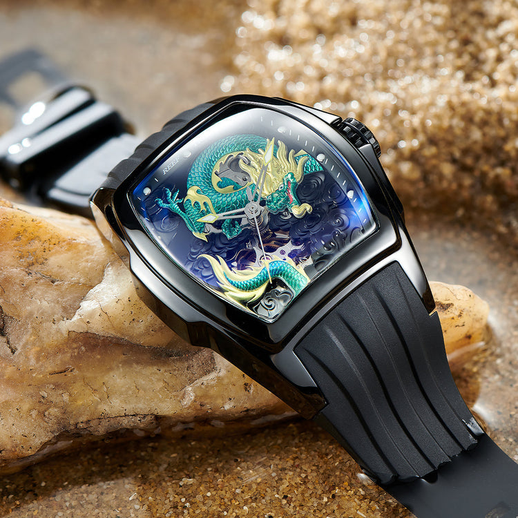 Reef Tiger Men's Aurora Chinese Dragon Skeleton Automatic Watch image 4