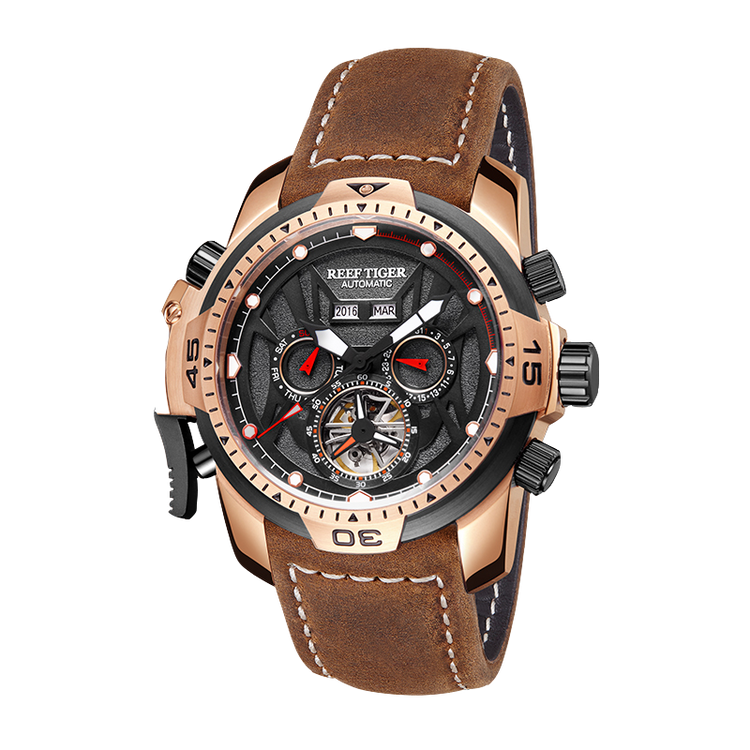 Reef Tiger Men's Aurora Transformers Skeleton Automatic Mechanical Watch image 10