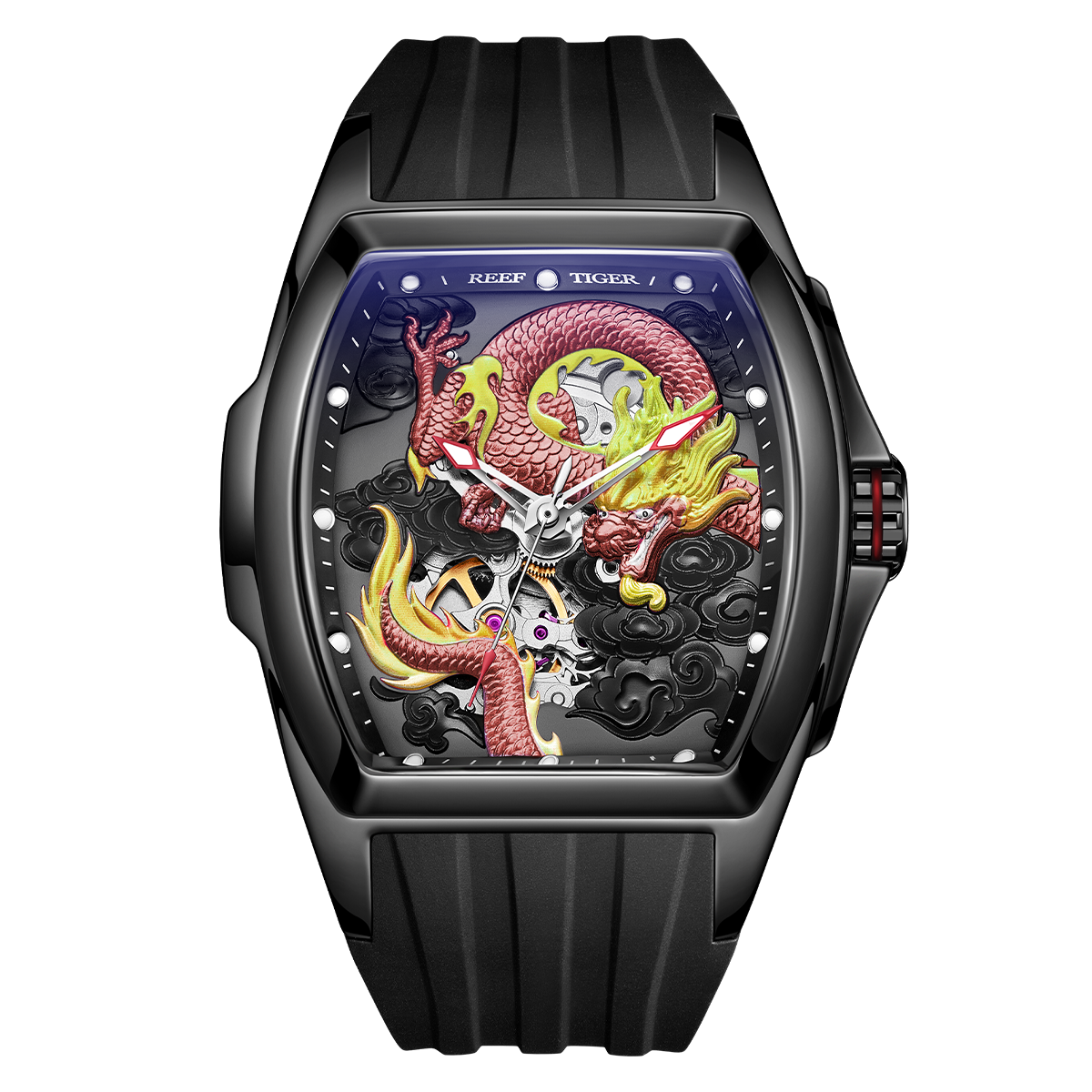Reef Tiger Men's Aurora Chinese Dragon Skeleton Automatic Watch image 0