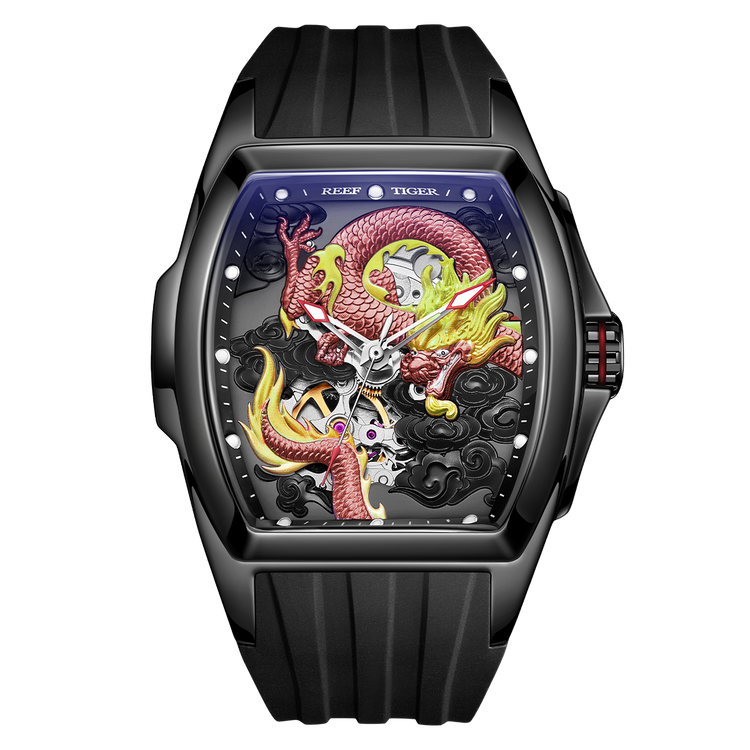 Reef Tiger Men's Aurora Chinese Dragon Skeleton Automatic Watch image 0