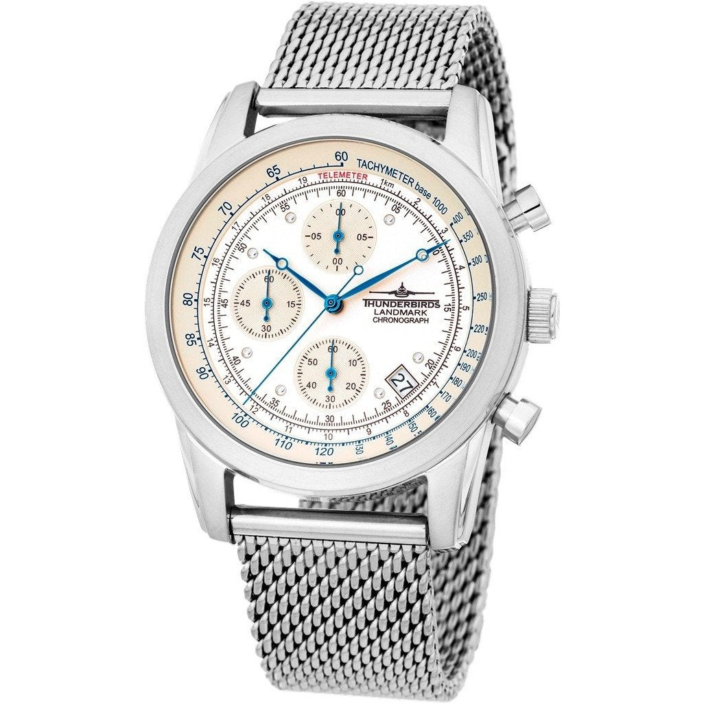 THUNDERBIRDS Landmark Chronograph Milanese Bracelet Watch Silver image 0