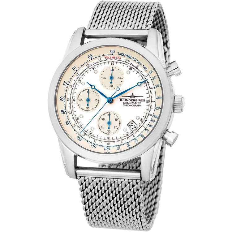 THUNDERBIRDS Landmark Chronograph Milanese Bracelet Watch Silver image 0