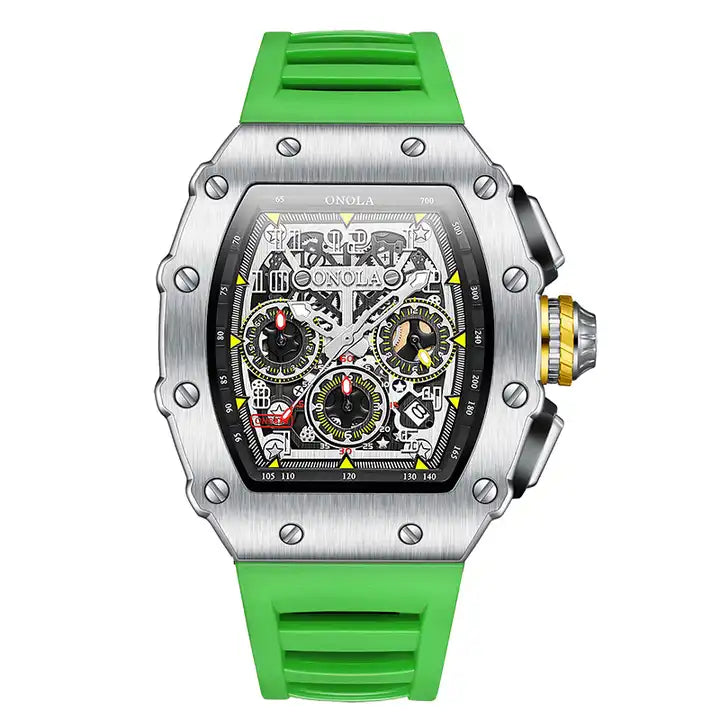 ONOLA Grande Prix Shanghai AUTOMATIC Chronograph Watch - Silver / Green image