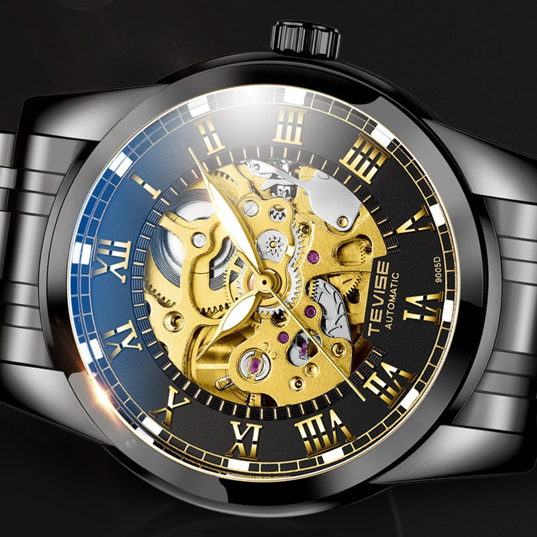 TEVISE Skeleton Classic Steel Ionic Black Watch image 1