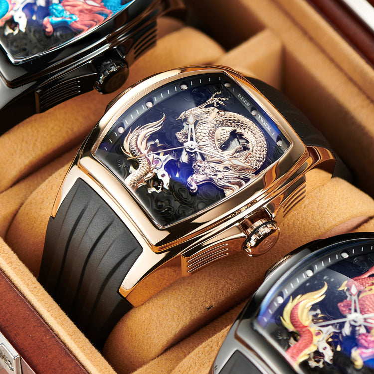 Reef Tiger Men's Aurora Chinese Dragon Skeleton Automatic Watch image 2
