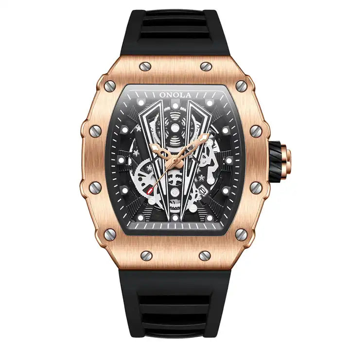 ONOLA Sir V Quartz Watch - Rose Gold / Black image