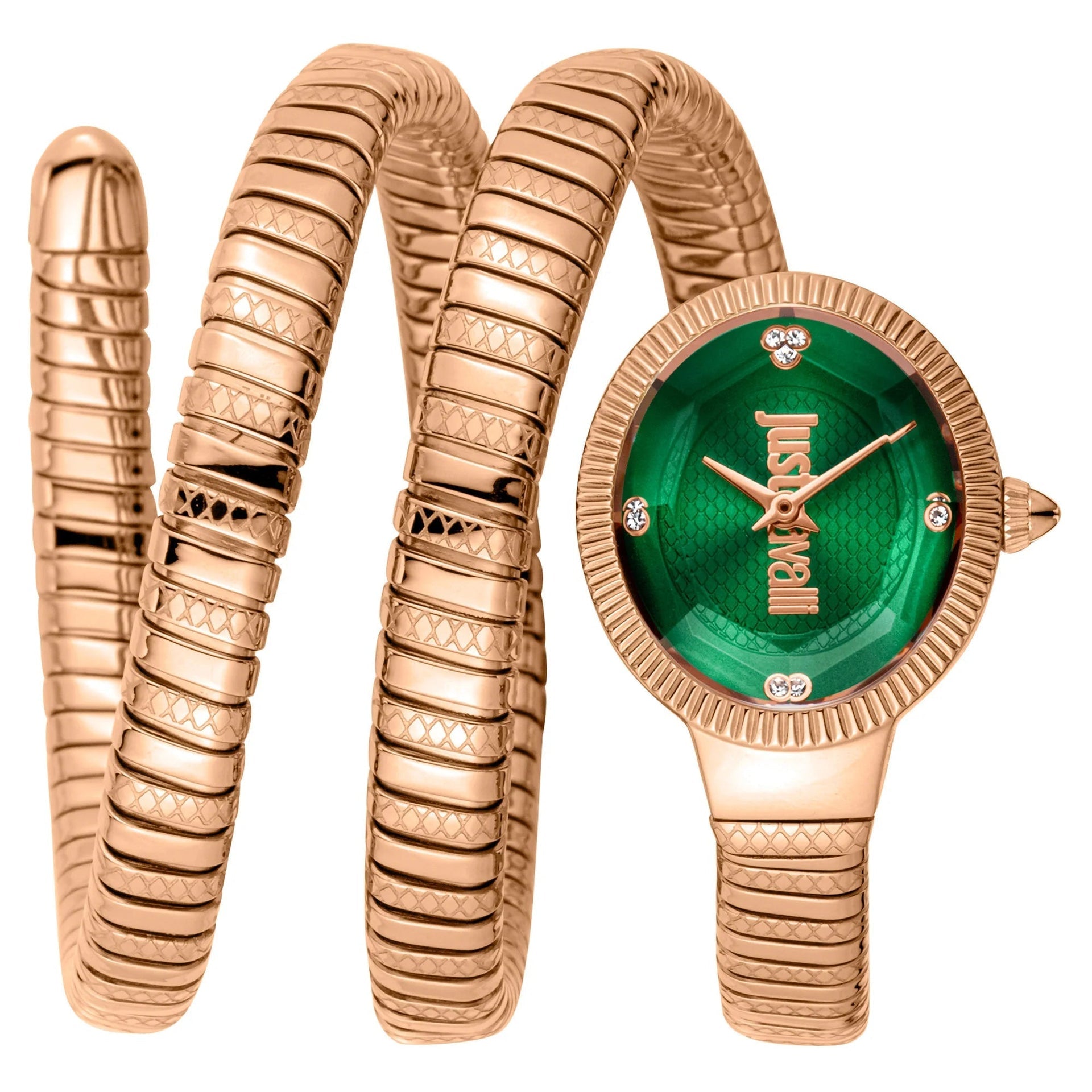 Just Cavalli Signature Snake After Party Rose Gold Green image 0