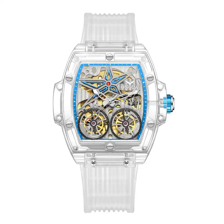 ONOLA Clear Series Plastic Transparent Maximus Double Barrel AUTOMATIC Watch image 13