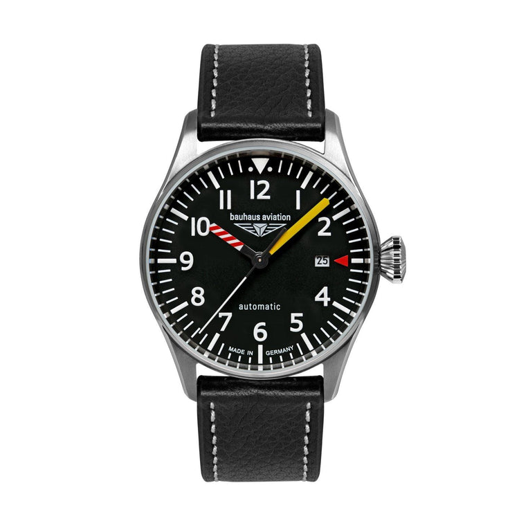 BAUHAUS AVIATION Men's Flight Control Automatic Leather Strap Watch 27625 image 3
