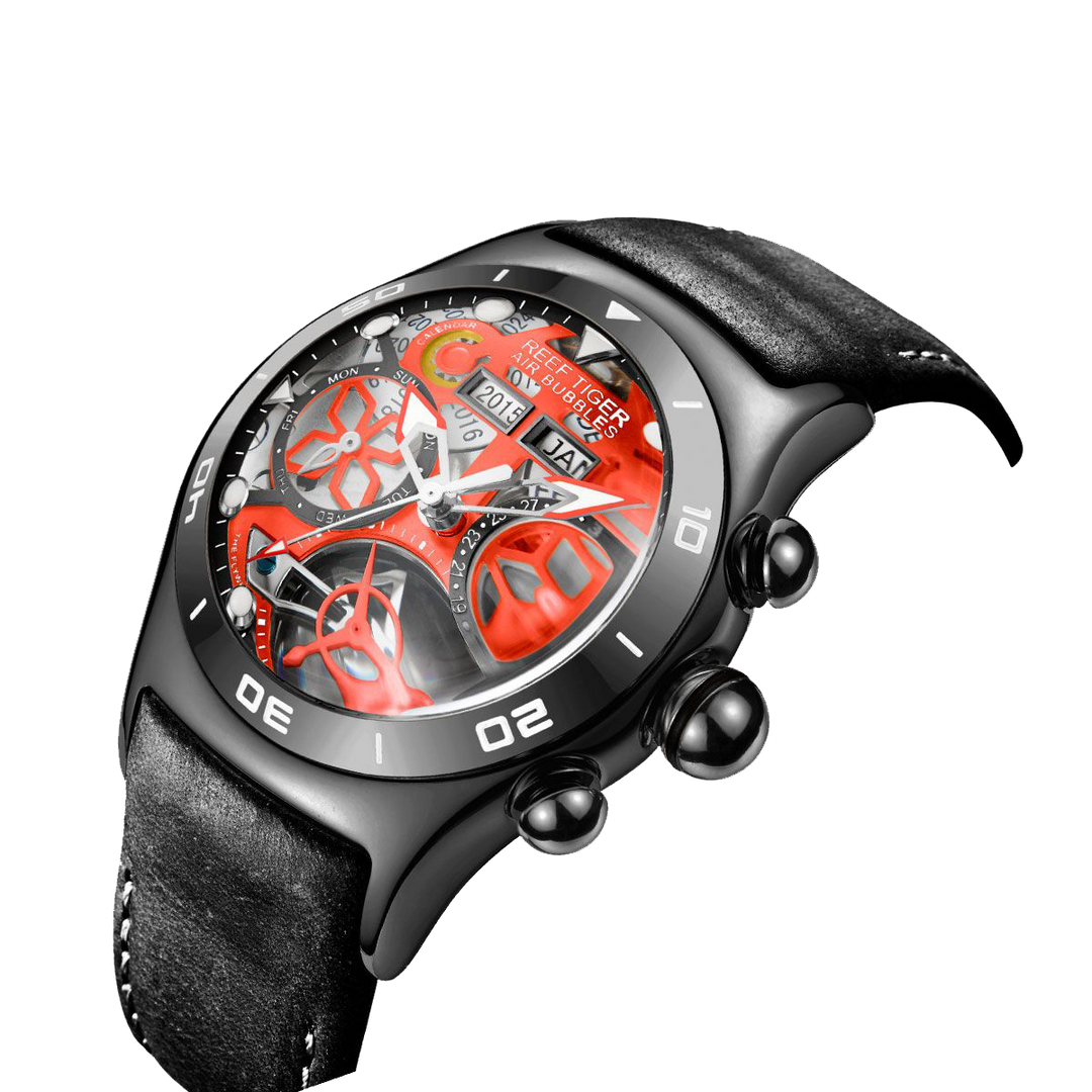 Reef Tiger Men's Aurora Air Bubbles Automatic Mechanical Skeleton Watch image 1