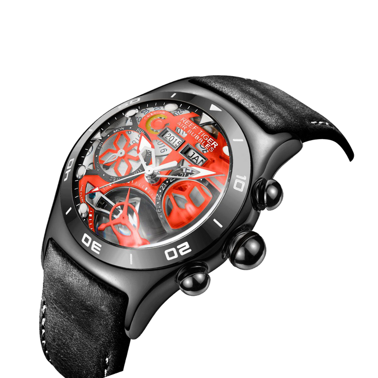 Reef Tiger Men's Aurora Air Bubbles Automatic Mechanical Skeleton Watch image 1