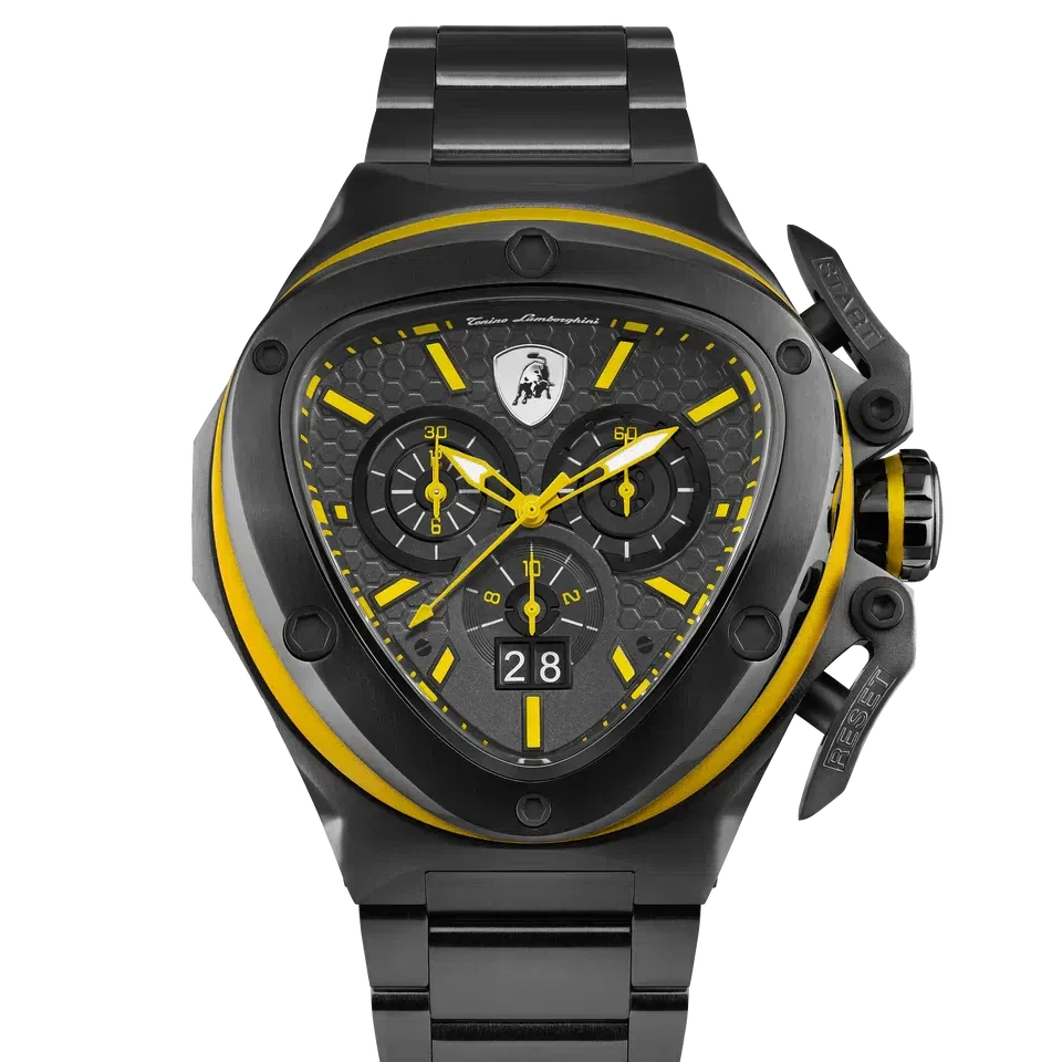 TONINO LAMBORGHINI Spyder X Steel Bracelet Watch Black / Yellow