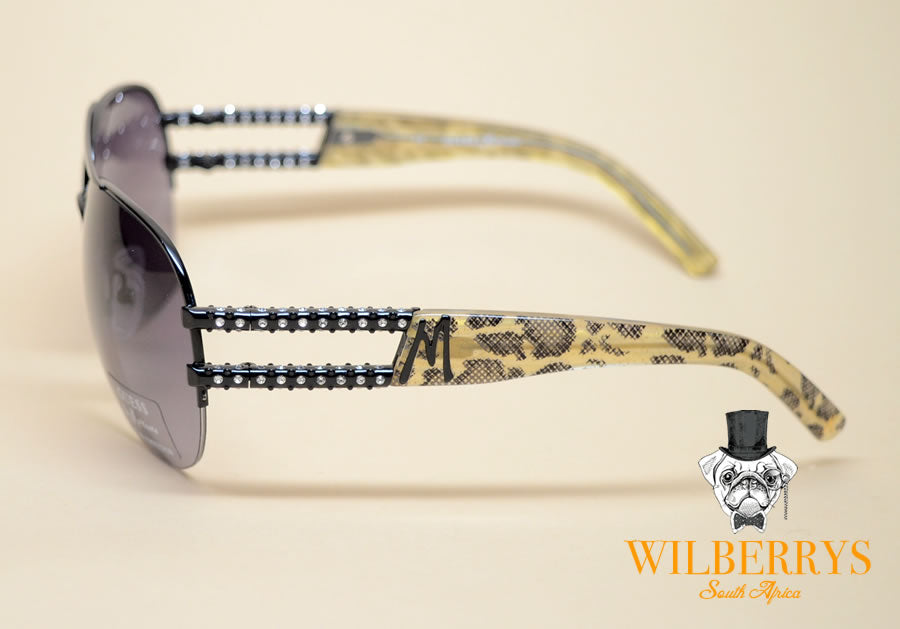 GUESS by MARCIANO Women's Leopard Aviator Diamante Sunglasses