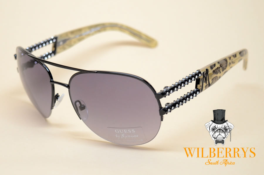 GUESS by MARCIANO Women's Leopard Aviator Diamante Sunglasses