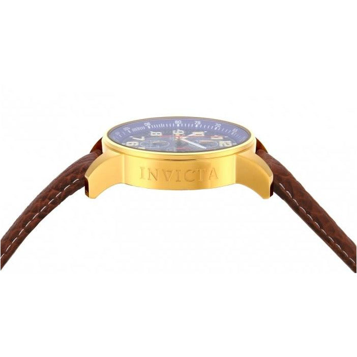 INVICTA Men's Russian Aviator Lefty 46mm Leather 23k Gold Plated Watch